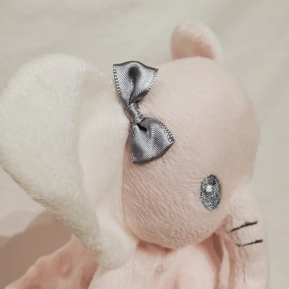 SL Home Pink Minky Dot Elephant Baby Plush Lovey Security Blanket Gray Bow‎
